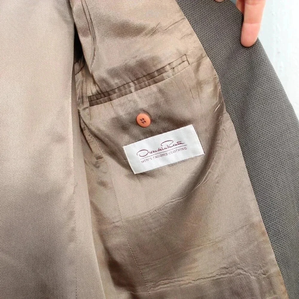 Vintage Oscar de la Renta Size 39L Suit Jacket Blazer Gray - Picture 6 of 7